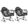 Hammock Camping Chair Set of 2, Adjustable Back Folding Swinging Hammock Chair with Cup Holder and Padded Seat, Gray