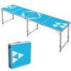 8ft Aluminum Folding Picnic Table, Adjustable Legs, Blue White, Portable Design, BBQ Beach Hiking Travel