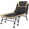 Camp Lounger Deluxe: Folding Cot with Padded Cushion, Adjustable Backrest, 400LBS Cream