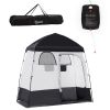 Shower Tent w/ Two Rooms, Shower Bag, Floor and Carrying Bag, Portable Privacy Shelter, Instant Changing Room for 2 Person, Black