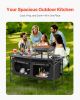 VEVOR Camping Kitchen Table, Folding Outdoor Cooking Table, 3 Adjustable Heights, Aluminum Lightweight Portable Cook Station with Storage Organizer