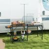 Folding Camp Kitchen, Camping Table Cooking Station, Adjustable Lamp Stand