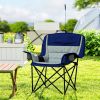 Padded Camping Chair for Adults, Portable Folding Camping Chair with Side Pockets, Cup Holders, Carry Bag, Light Gray