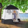 Shower Tent w/ Two Rooms, Shower Bag, Floor and Carrying Bag, Portable Privacy Shelter, Instant Changing Room for 2 Person, Black