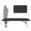 8ft Folding Table, Portable Plastic Table for Camping, Picnics, Parties, High Load Bearing Foldable Table Black