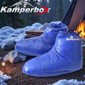Kamperbox Down Slippers Down Socks Camping Down Booties for Sleeping Bag Camping AQ3 (Color: Blue)